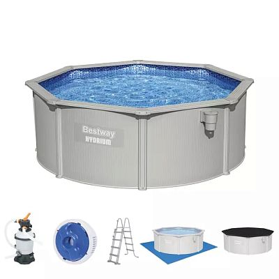 Бассейн кар. BESTWAY HYDRIUM 360х120см, 10990л + песочный ф/насос 3028 л/ч, лестница, тент, подстил